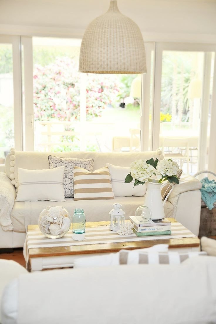 Neutral coastal decor in the living room