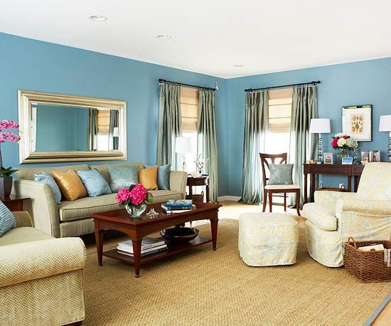 blue living room decor 2017 Grasscloth Wallpaper