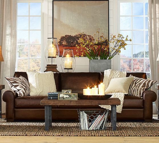 turner leather sofa pottery barn Google Search