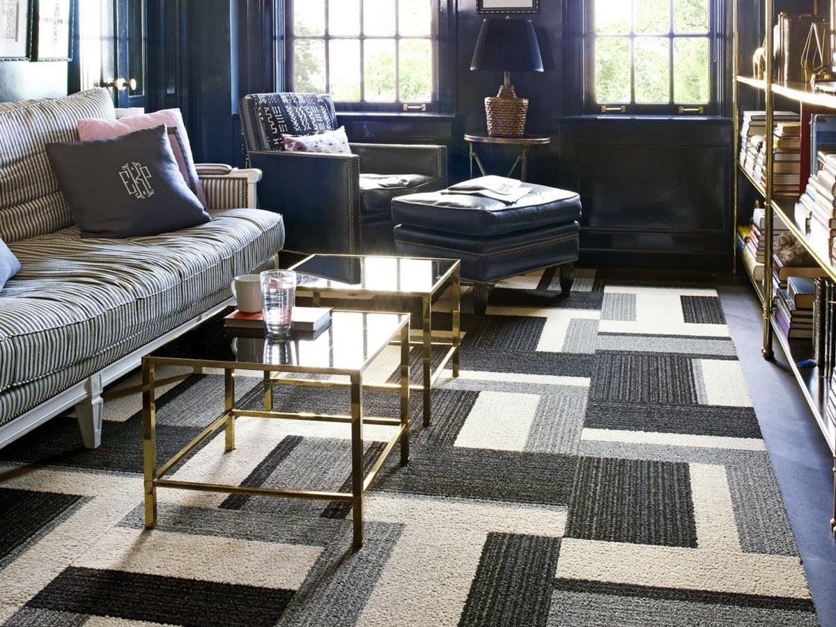 Tiles Living Room Carpet Design Ideas
