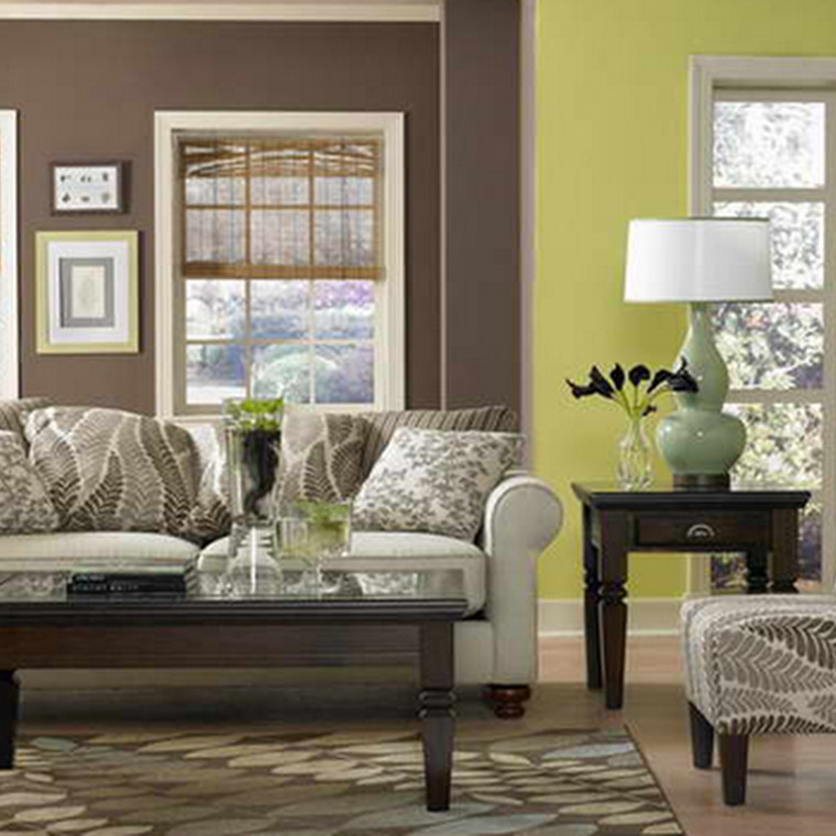 Lime Green and Brown Living Room