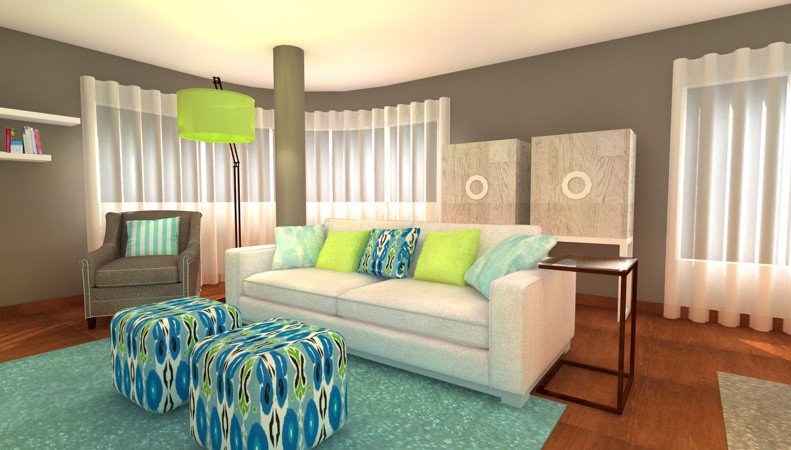 Turquoise And Lime Green Living Room Interior Design Ideas