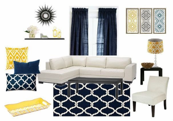 Blue and yellow living room decor my design Done with