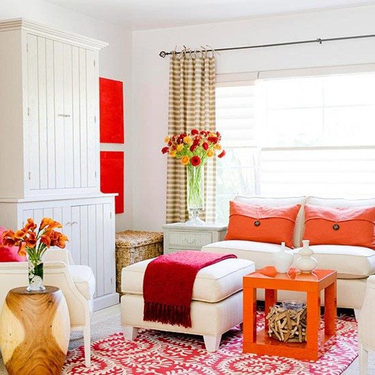 Pink And Orange Living Room Design Ideas &