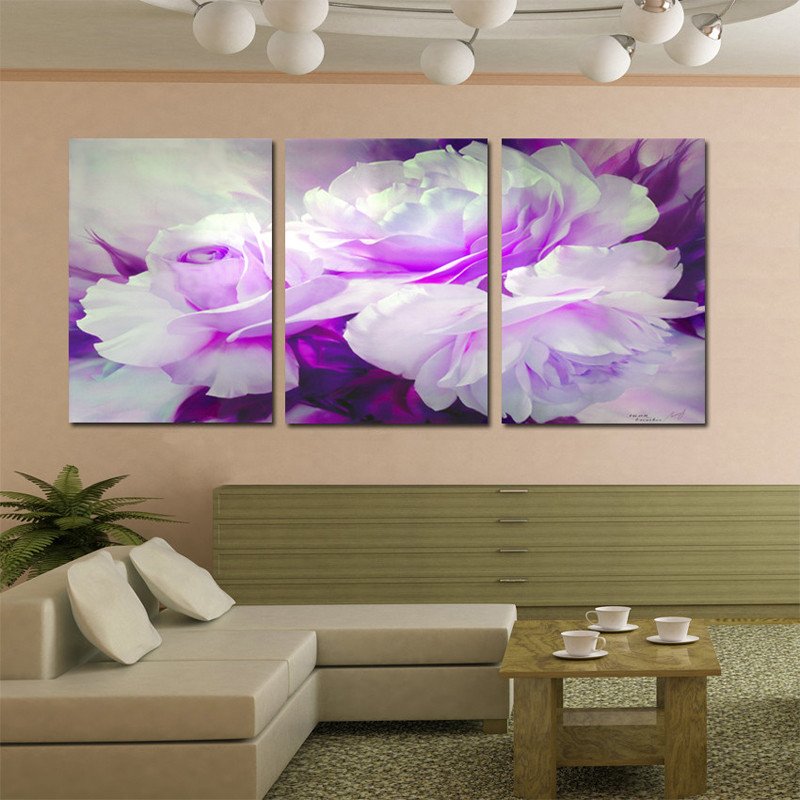 Wall Art Home Decor Purple Flower Wall for Living