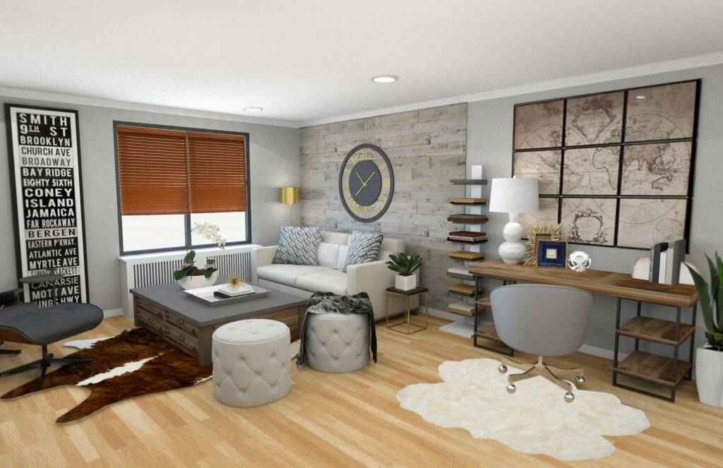 Before & After Modern Rustic Living Room Design line