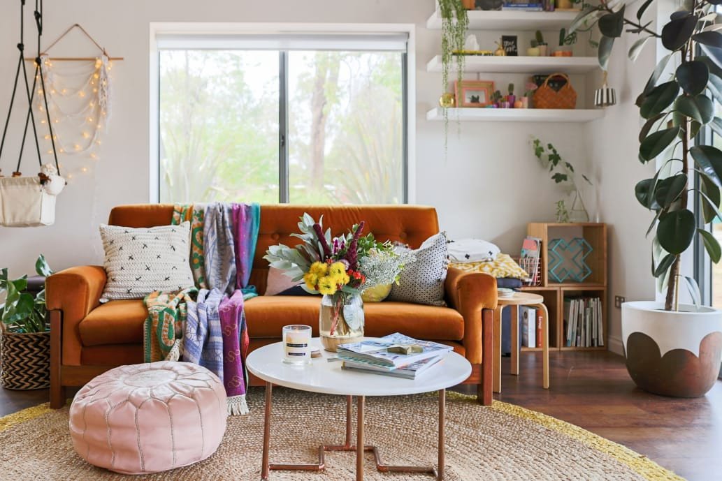 bohemian living room small space