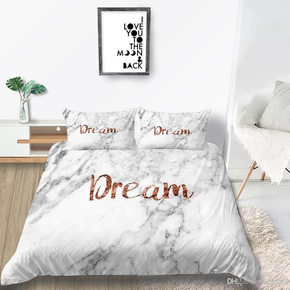 Bedroom Furniture for Teens New Pink Marble Bedding Set Girls Creative Sweet Beautiful Duvet Cover King Queen Twin Full Single Double Bed Cover with Pillowcase Teenage Bedding Girl