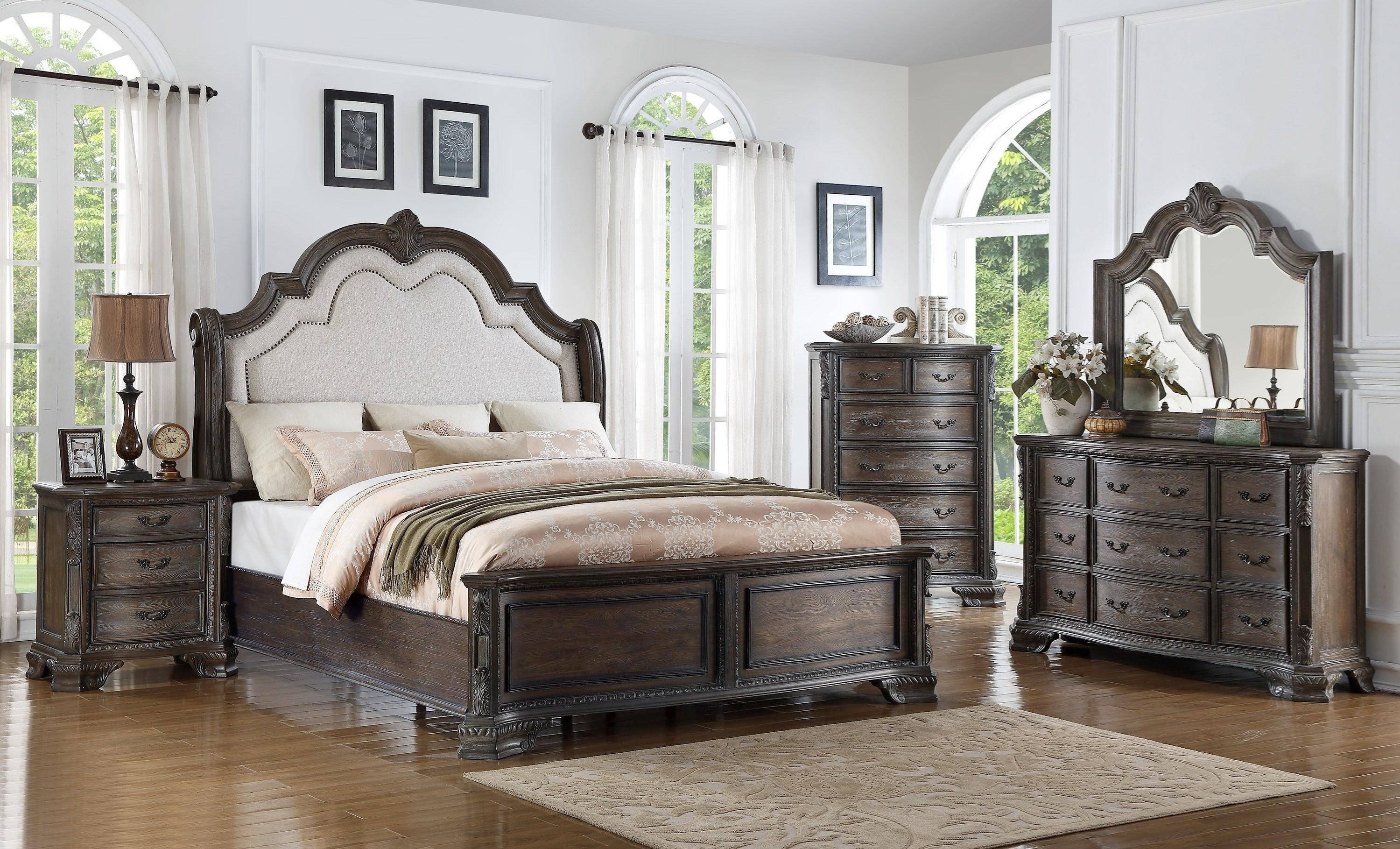 Bedroom Set with Mattress Luxury Crown Mark B1120 Sheffield Queen Panel Bed In Gray Fabric