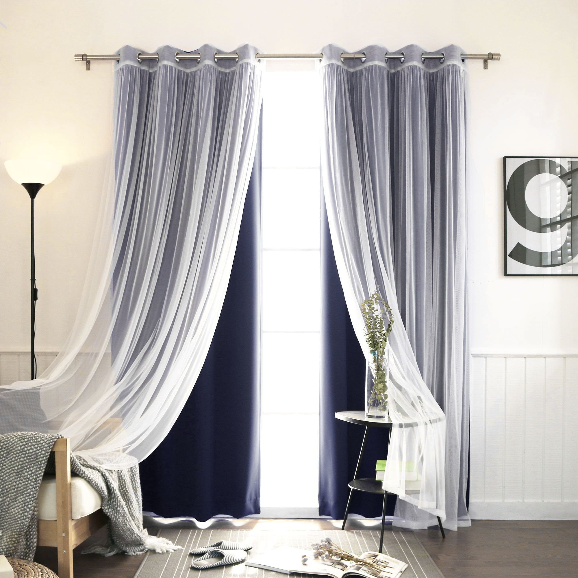 Black and White Bedroom Curtains Luxury solid Blackout thermal Grommet Curtain Panels Set Of 2
