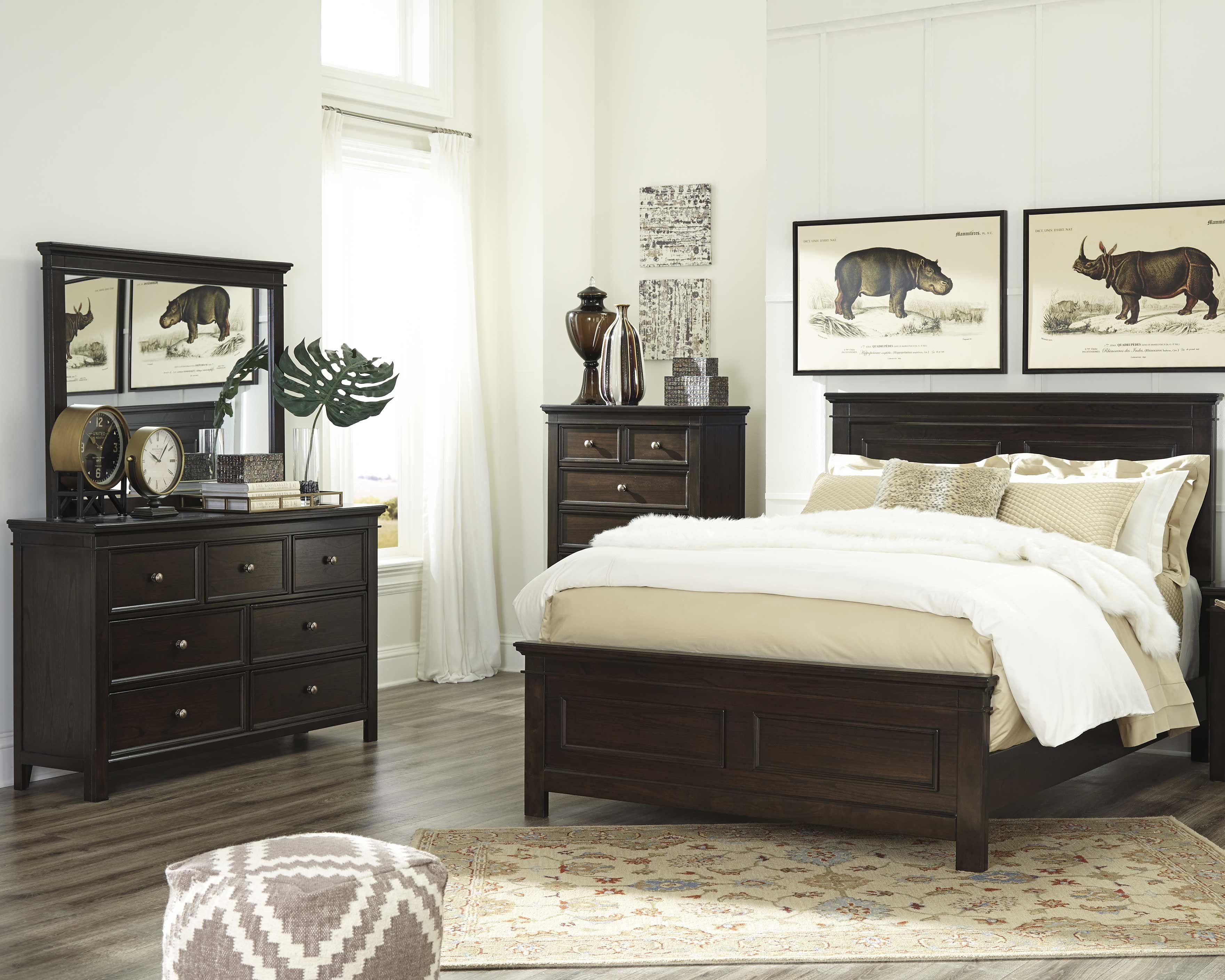 dark wood and white bedroom furniture