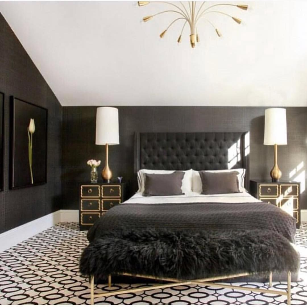 Fancy Chairs for Bedroom Elegant Luxury Black &amp; Gold Bedroom by Michellegersoninteriors