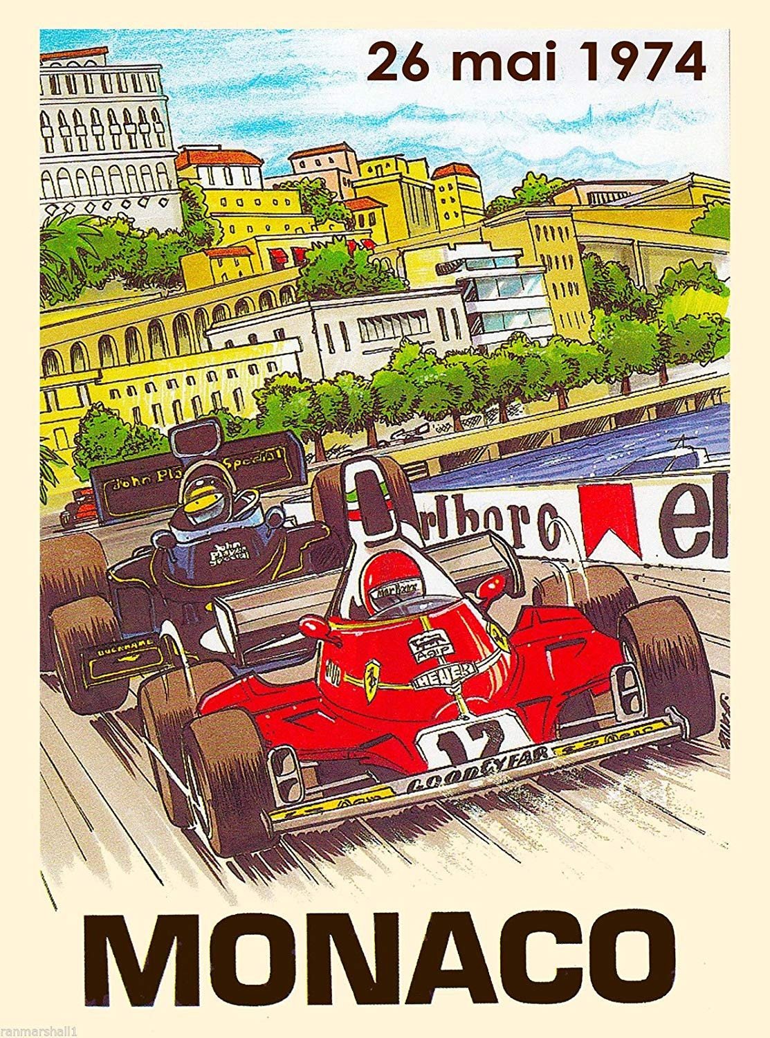 Race Car Bedroom Decor Beautiful A Slice In Time 1974 Monaco Grand Prix Automobile Race Car Travel Advertisement Vintage Collectible Wall Decor Poster Print Measures 10 X 13 5 Inches