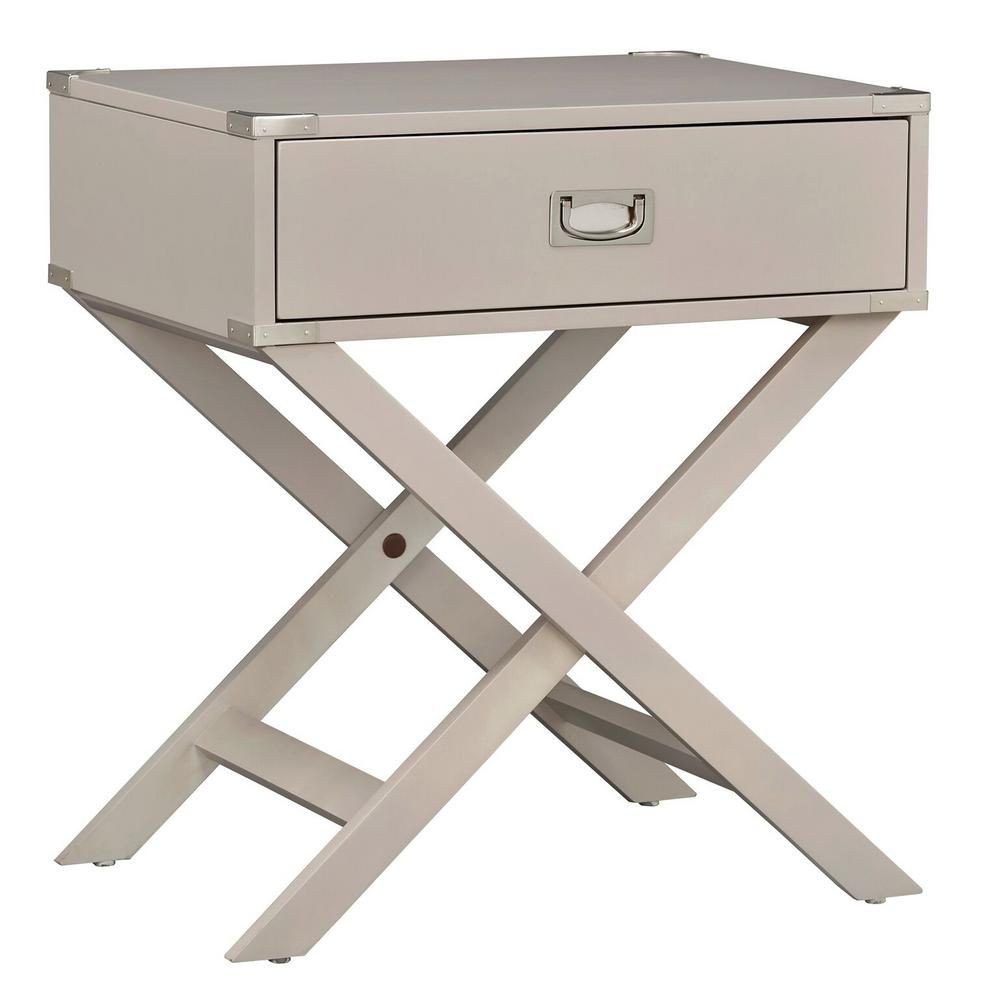 White Bedroom End Tables Inspirational topline Furniture Wenderson 1 Drawer Silver Nightstand