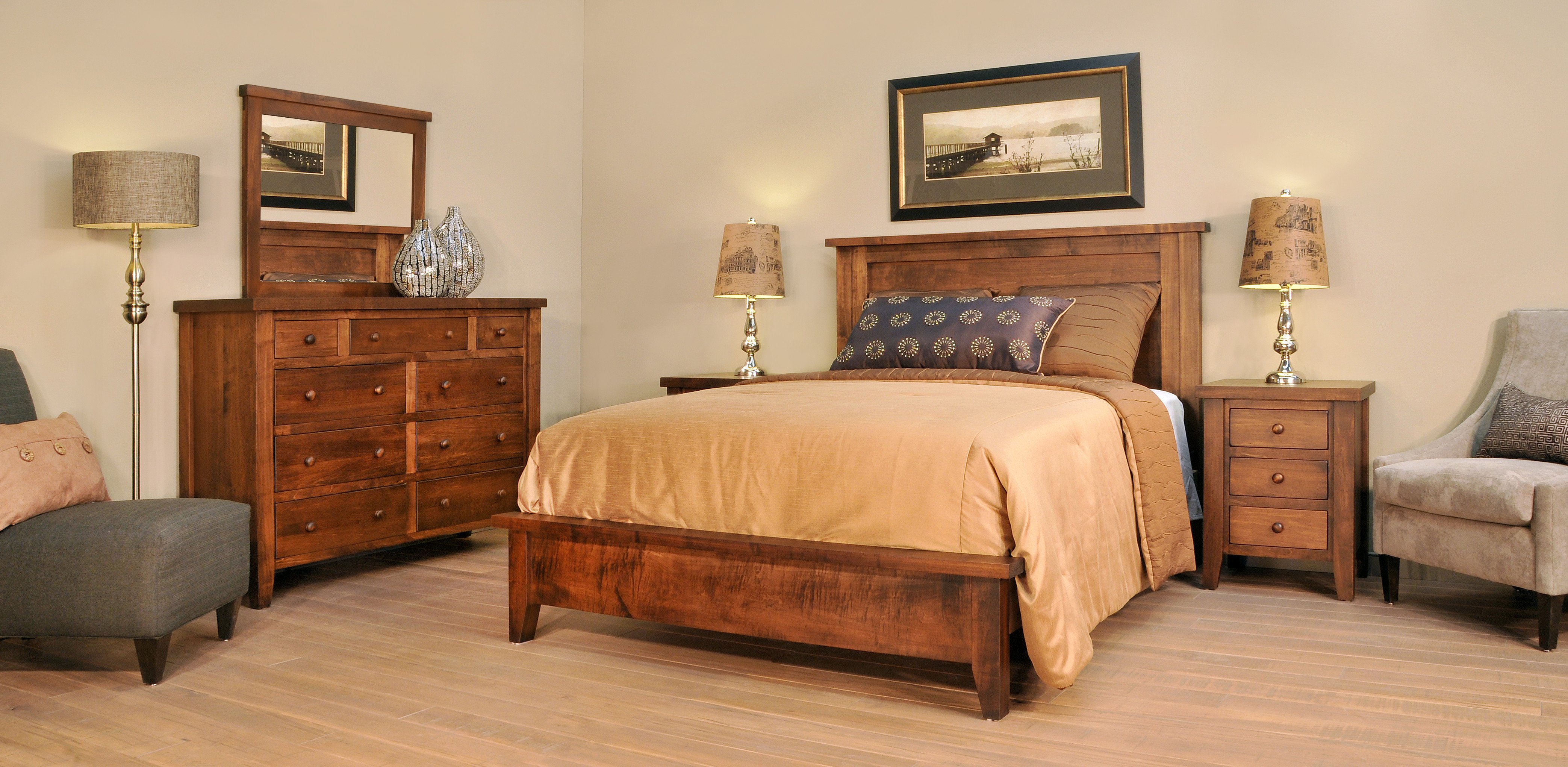 bedroom design with wooden furniture