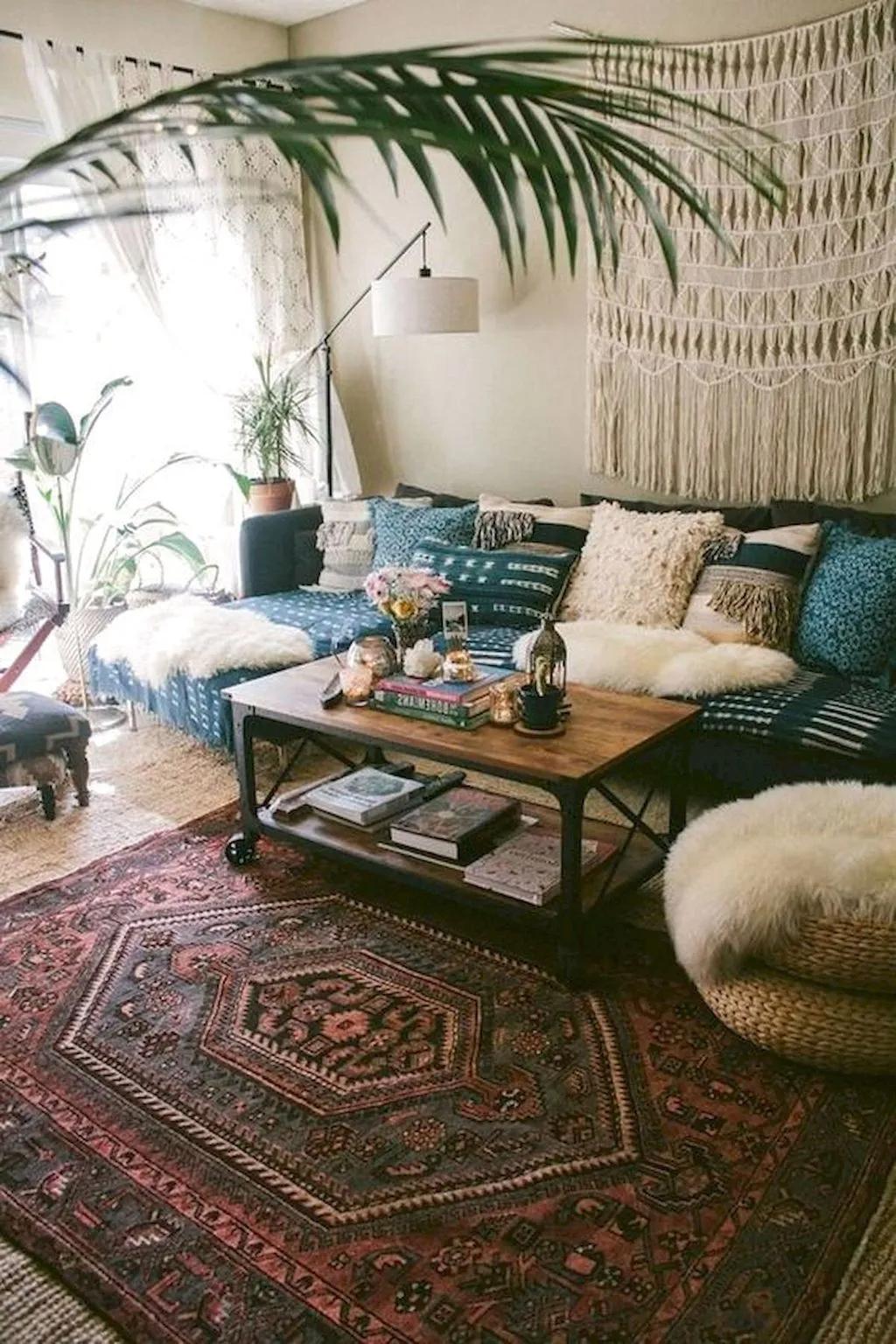 Boho Japanese Living Room Floor Plan