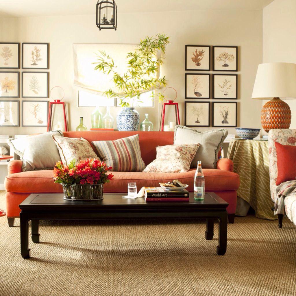 Boho Living Room Orange Couch Black