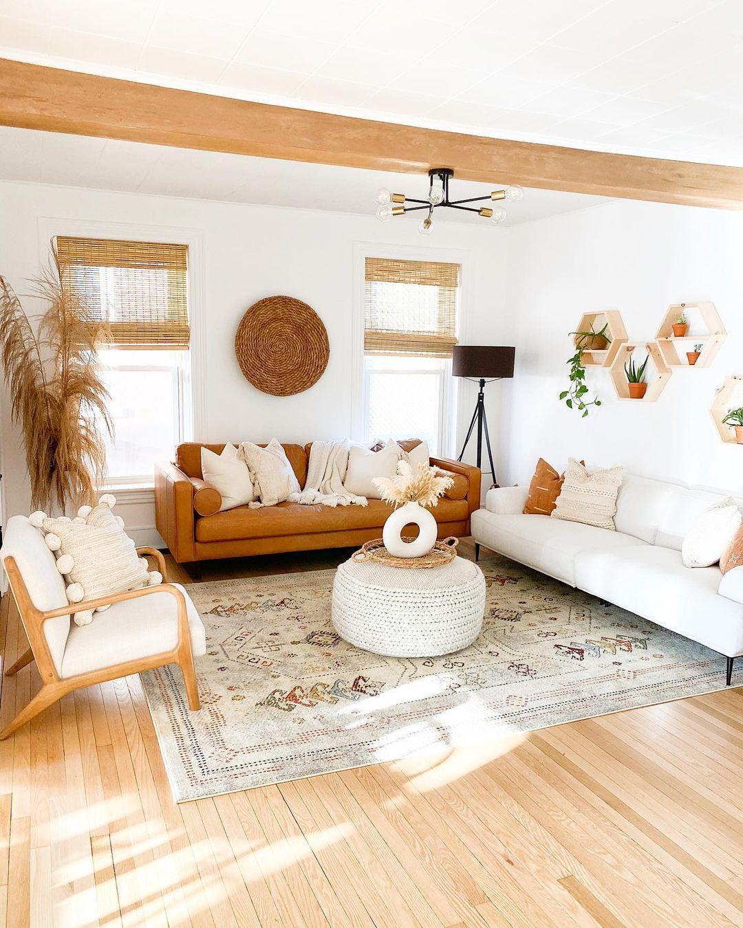 Boho Living Room Orange Couch Extendable