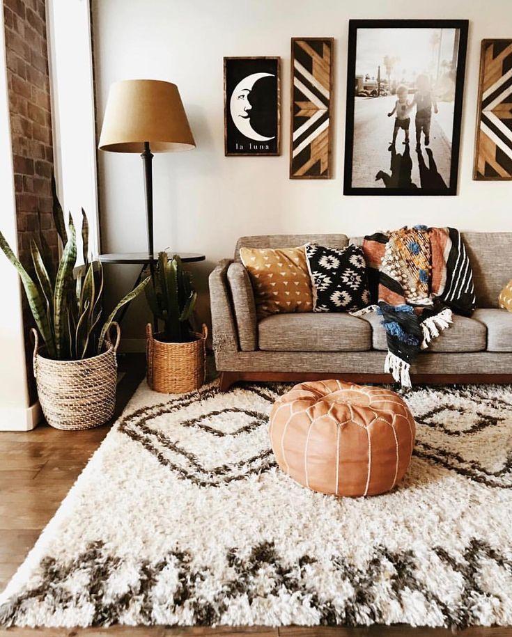 Boho Living Room Orange Couch Home