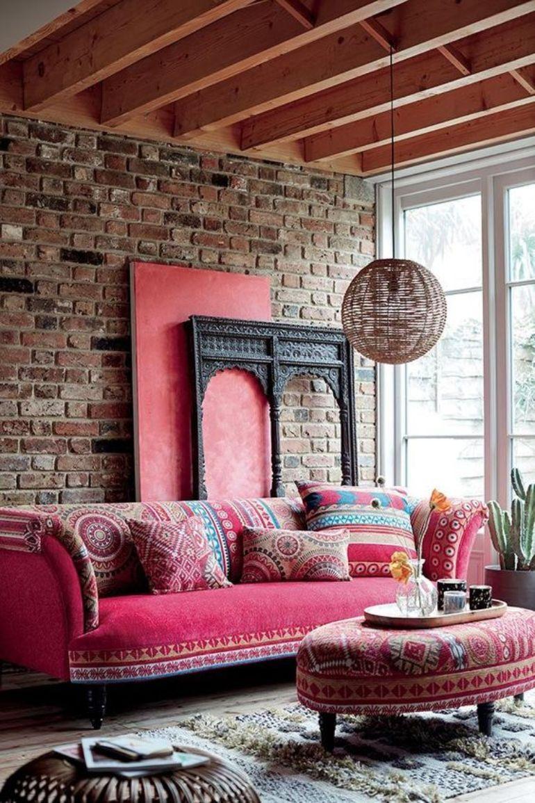 Boho Living Room Orange Couch House