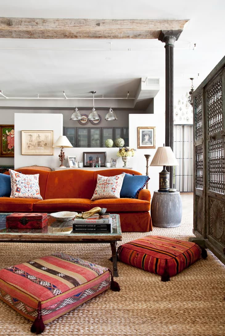 Boho Living Room Orange Couch Jade