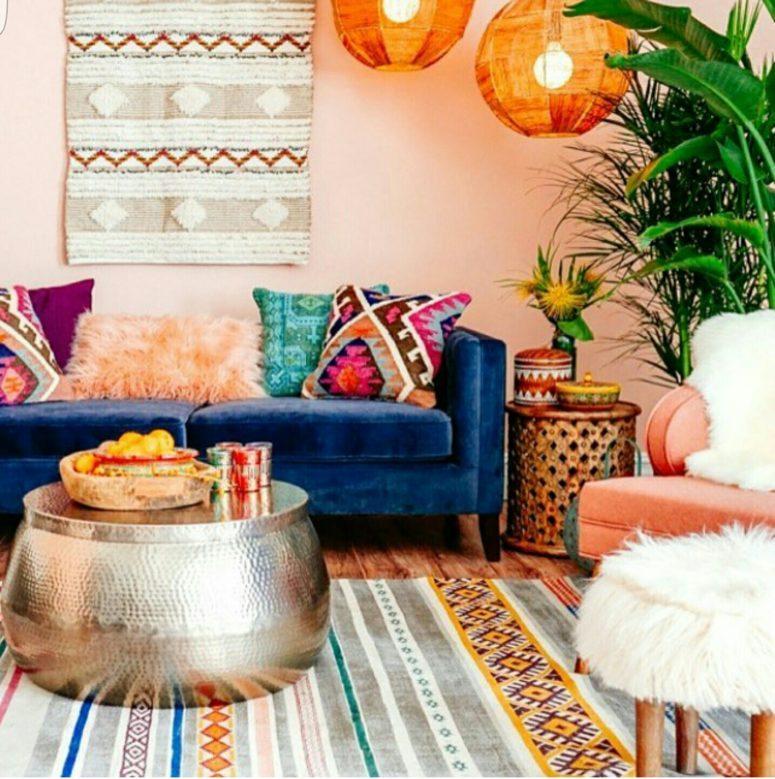 Boho Living Room Orange Couch Living Room