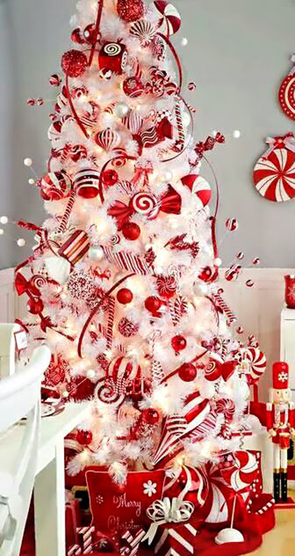 30 White Christmas Tree With Red