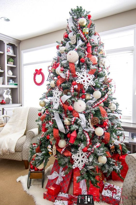 30 White Christmas Tree With Red