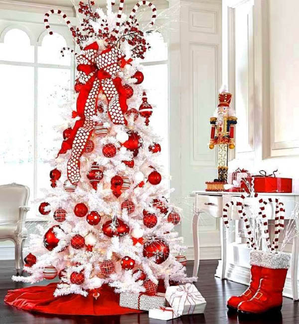 30 White Christmas Tree With Red