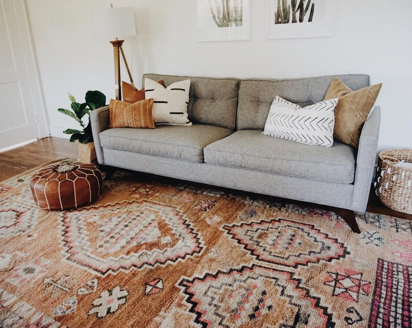 Boho Mid Century Modern Living Room Area Rugs