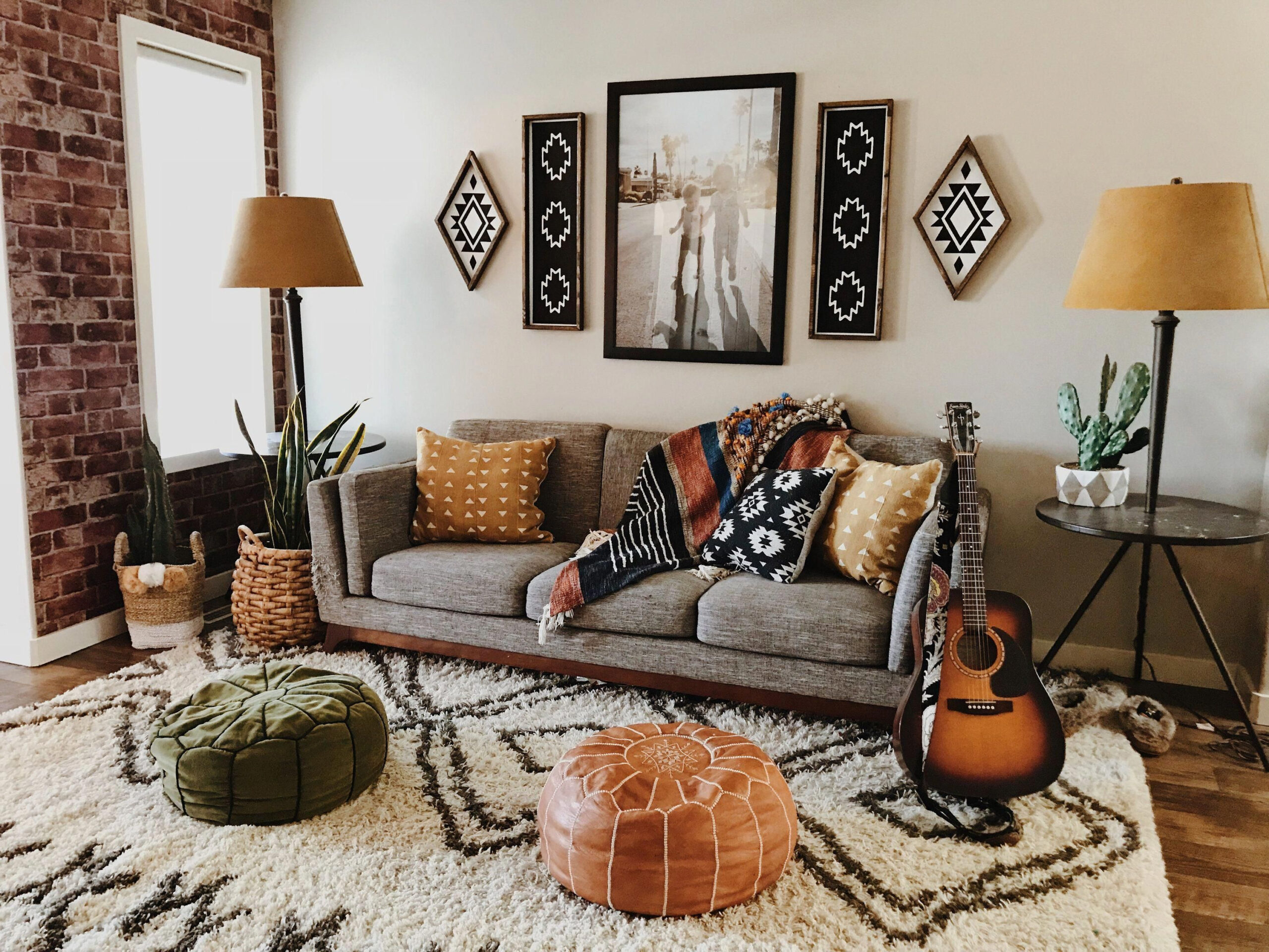 Boho Mid Century Modern Living Room Area Rugs