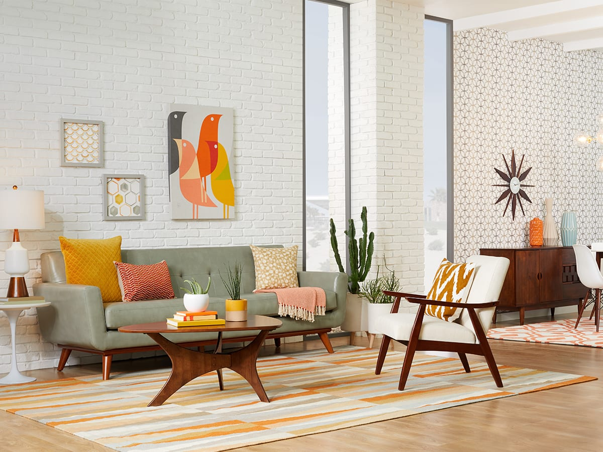 Boho Mid Century Modern Living Room Area Rugs