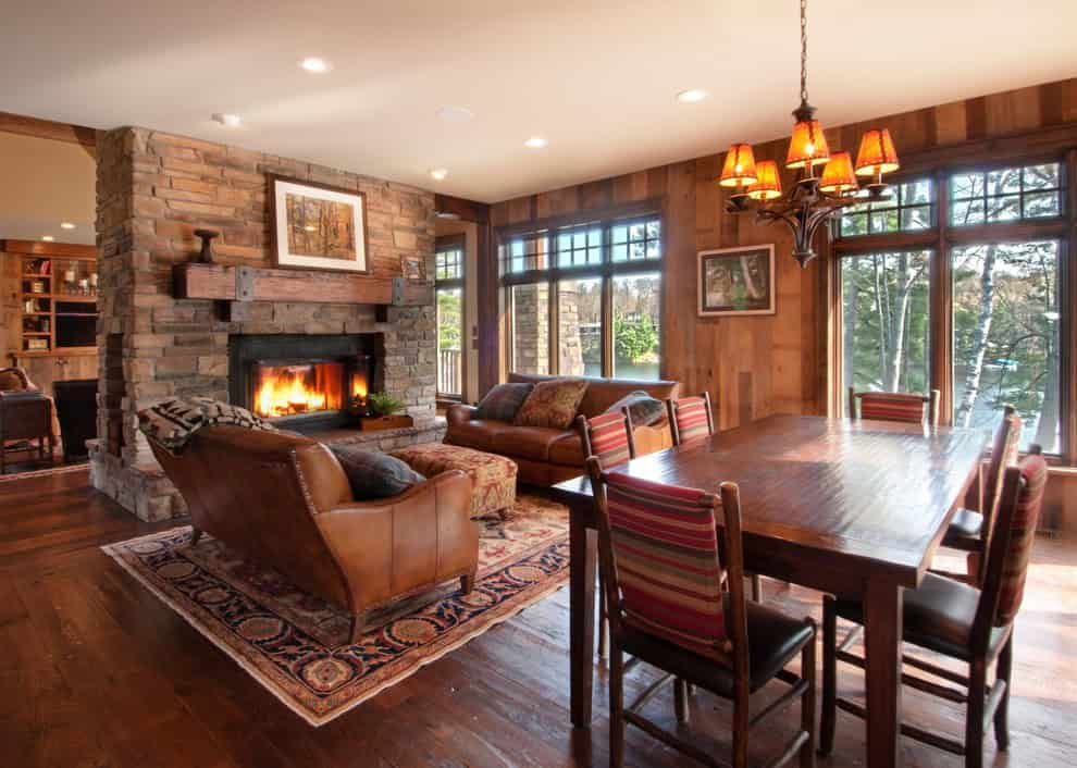 Cozy Traditional Living Room Dark Wood