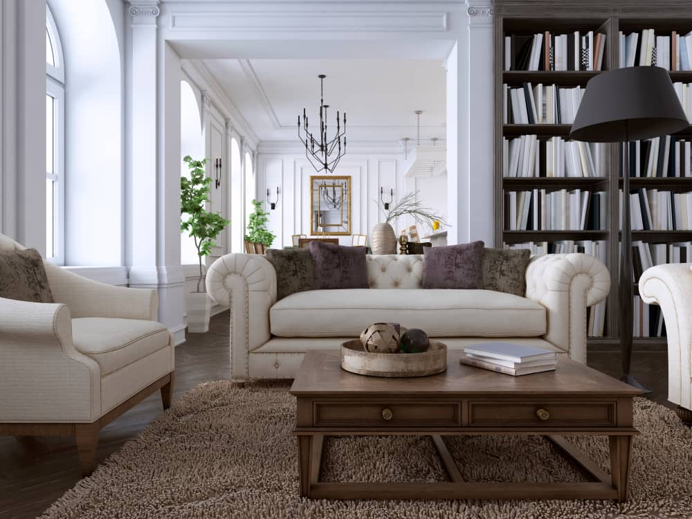 Cozy Traditional Living Room Dark Wood