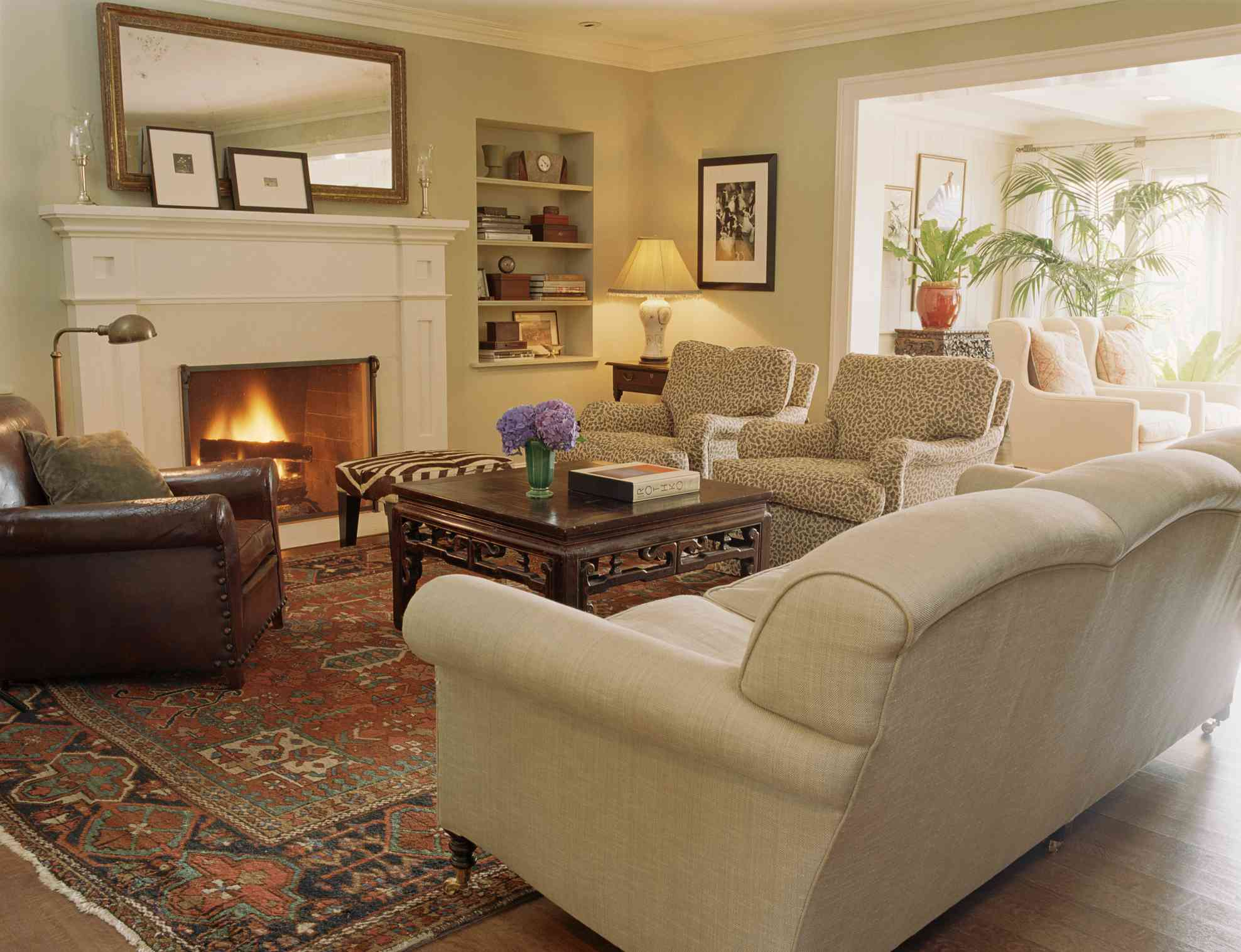 Cozy Traditional Living Room Dark Wood