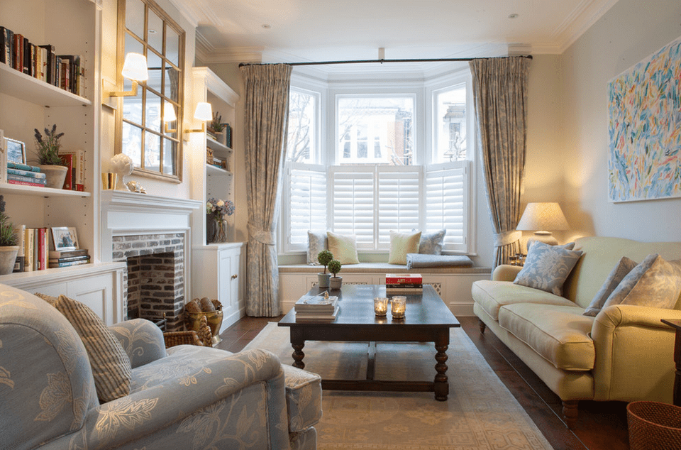 Cozy Traditional Living Room Dark Wood