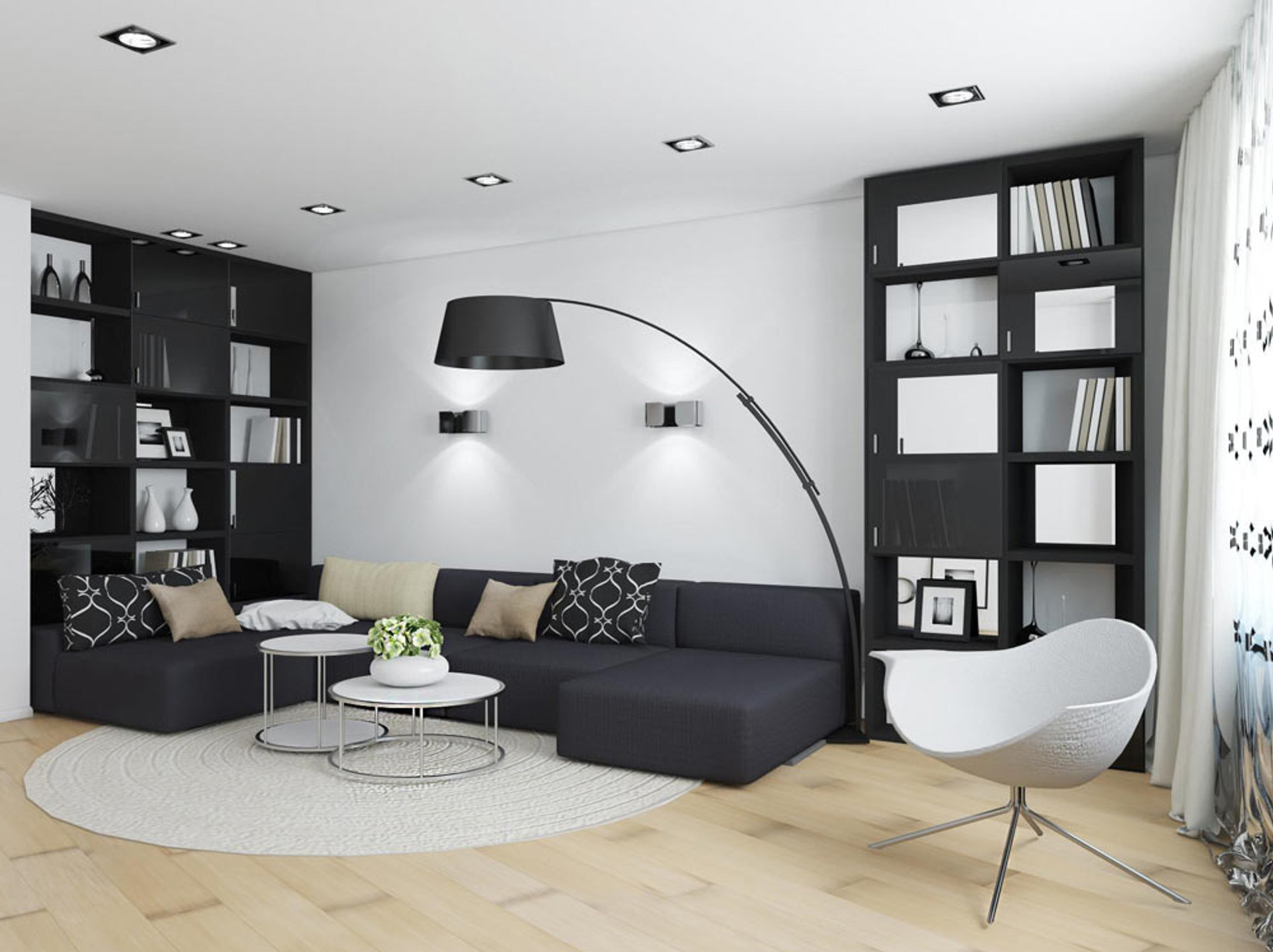 20 Black and white home decor modern living rooms