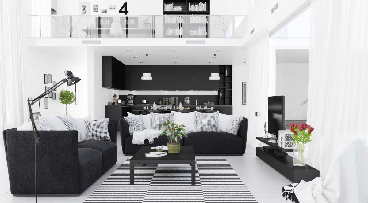 20 Black and white home decor modern living rooms