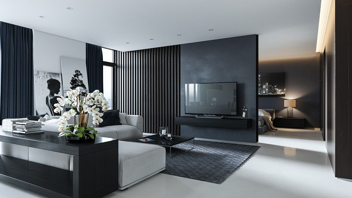 20 Black and white home decor modern living rooms