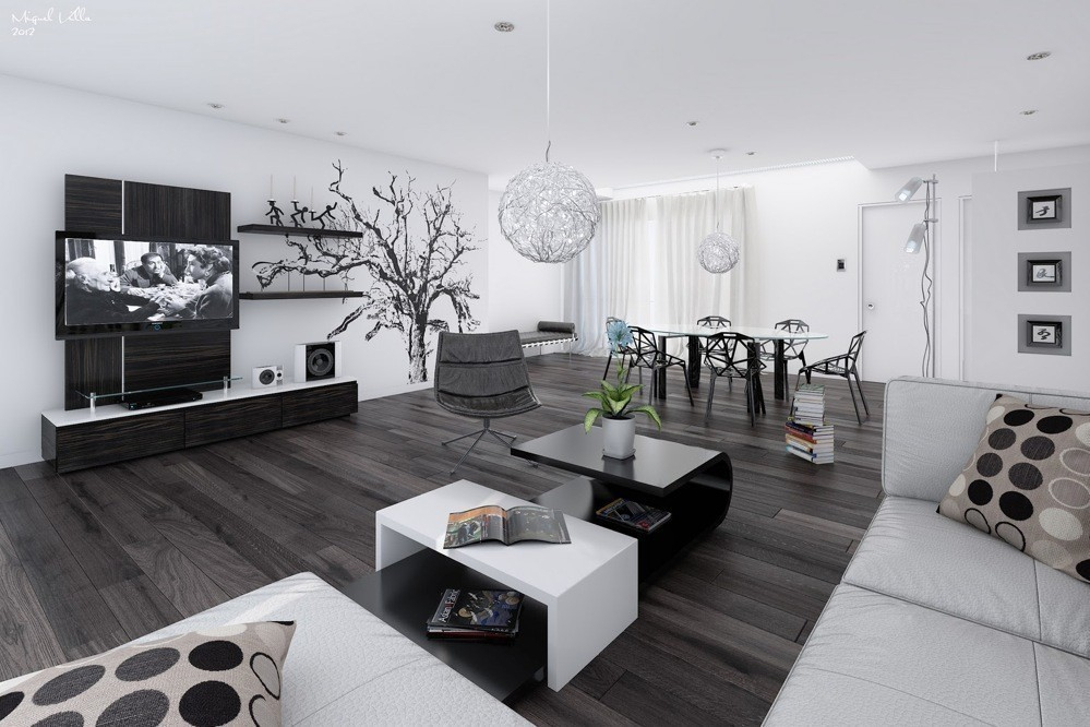 20 Black and white home decor modern living rooms