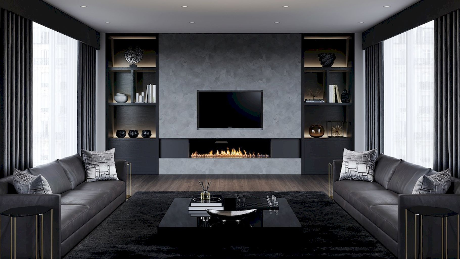 20 Black and white home decor modern living rooms