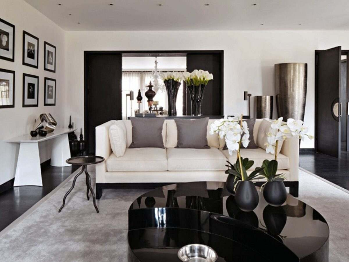 20 Black and white home decor modern living rooms