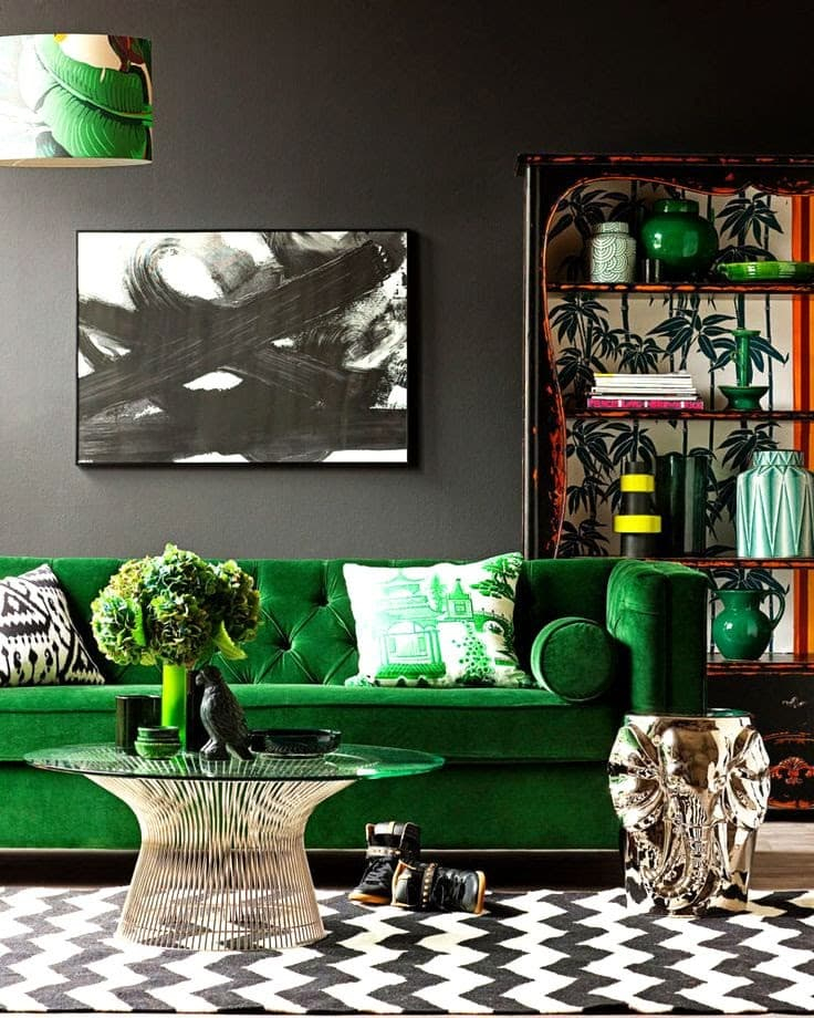 20 Dark Green Couch Living Room Ideas